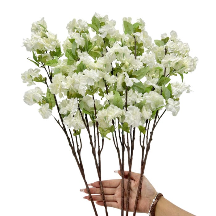 GNW White Artificial Silk Cherry Blossom Branch CH-11 - Image 2