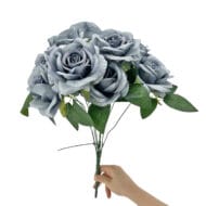 GNW Blue Artificial Spray Roses SJH-07