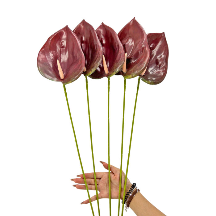 GNW Dark Red Artificial Anthurium LRR-289 - Image 3