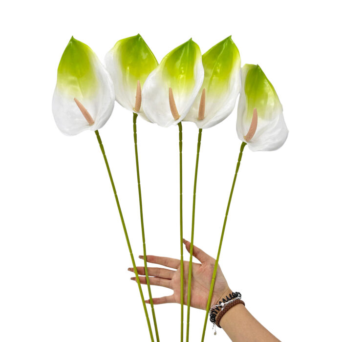GNW White Green Artificial Anthurium LRR-282 - Image 3