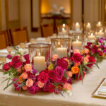 GNW New Arrival Red Series Artificial Silk And Real Touch Flower Wreath For Wedding Party Home Decoration