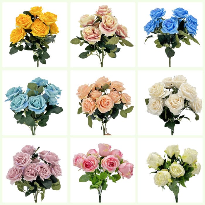 GNW Blue Artificial Spray Roses RX-09 - Image 3