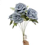 GNW Gray Blue Artificial Spray Roses GF-12