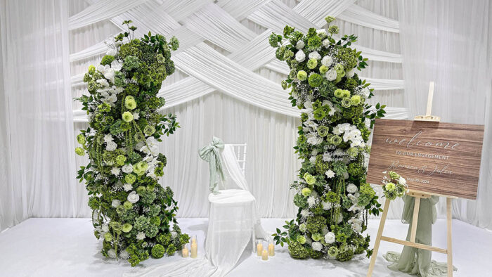 GNW New Arrival Green Series Artificial Silk Pillars For Wedding Party Home Decoration - Image 3