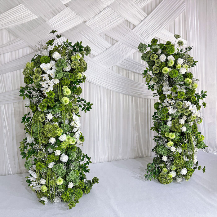 GNW New Arrival Green Series Artificial Silk Pillars For Wedding Party Home Decoration - Image 5