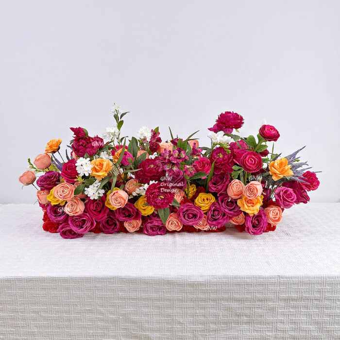 GNW New Arrival Red Series Artificial Silk And Real Touch Flower Table Runner For WDT  Wedding Decor Trade Supplier - Image 4
