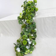 GNW New Arrival Green Series Artificial Silk Flower Table Runner For WDT  Wedding Decor Trade Supplier