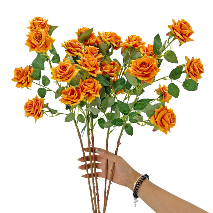 GNW Orange Artificial Garden Rose With Sharp Tips DH-38 - Image 3