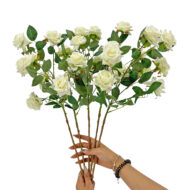 GNW Milky white Artificial Garden Rose With Sharp Tips DH-39 - Image 3