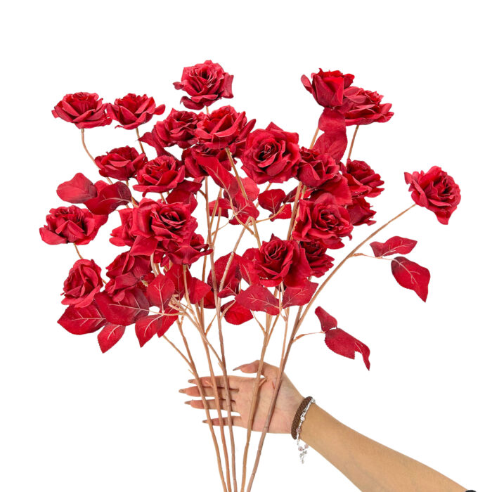 GNW Dark Red Artificial Garden Rose Silk XHH-07 - Image 3