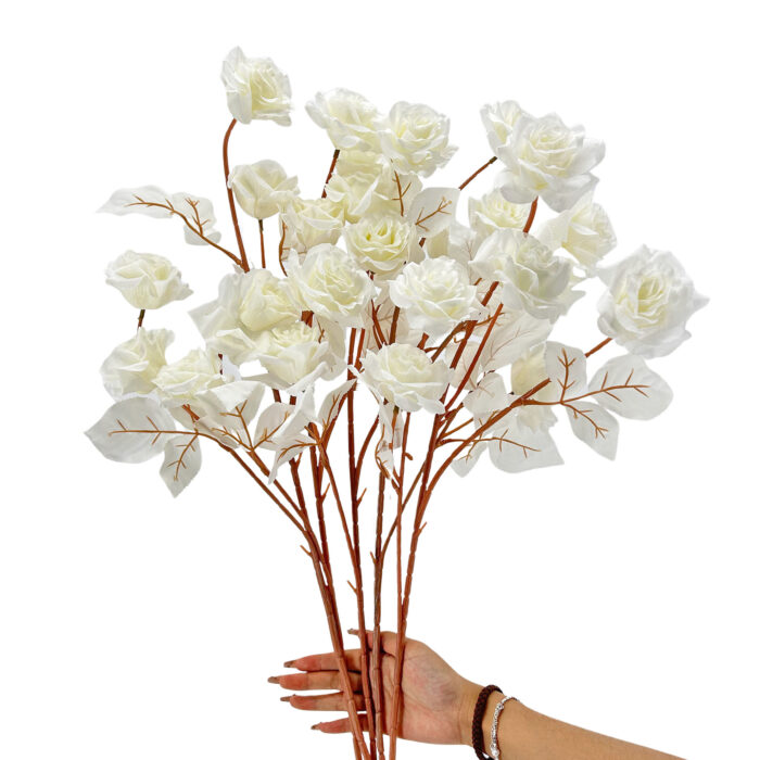 GNW White Artificial Garden Rose Silk XHH-01 - Image 3