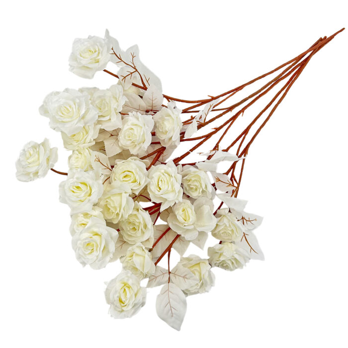 GNW White Artificial Garden Rose Silk XHH-01 - Image 2