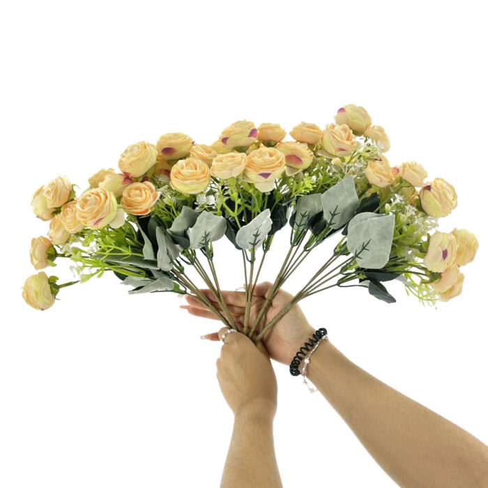 GNW Champagne Artificial Camellia Spray Roses TN-35 - Image 2