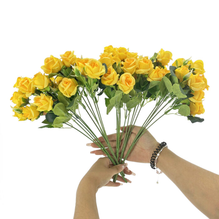 GNW Yellow Artificial Small Spray Roses TN-05 - Image 2