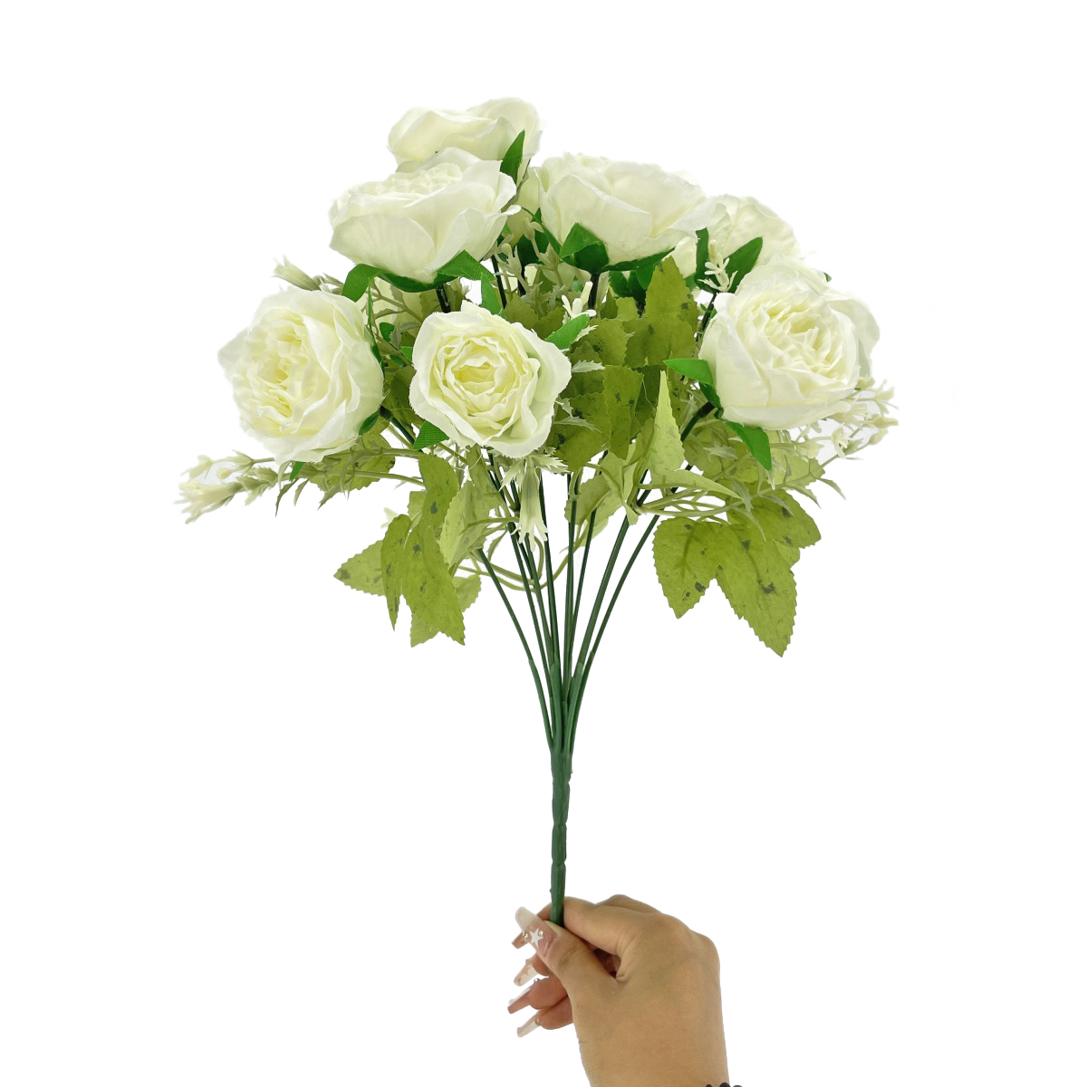 IMG_7085 GNW White Artificial 12 heads Small Spray Roses TN-12 - Image 1