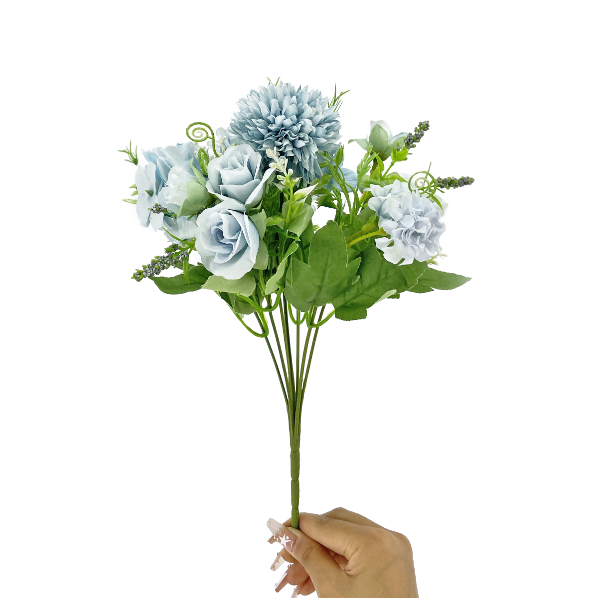 IMG_7103 GNW Blue Artificial Hydrangea Spray Roses TN-44 - Image 1
