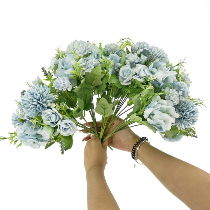 GNW Blue Artificial Hydrangea Spray Roses TN-44 - Image 3