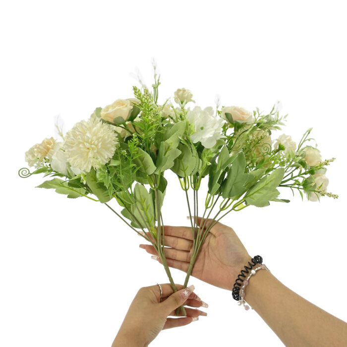 GNW Beige Artificial Hydrangea Spray Roses TN-42 - Image 3