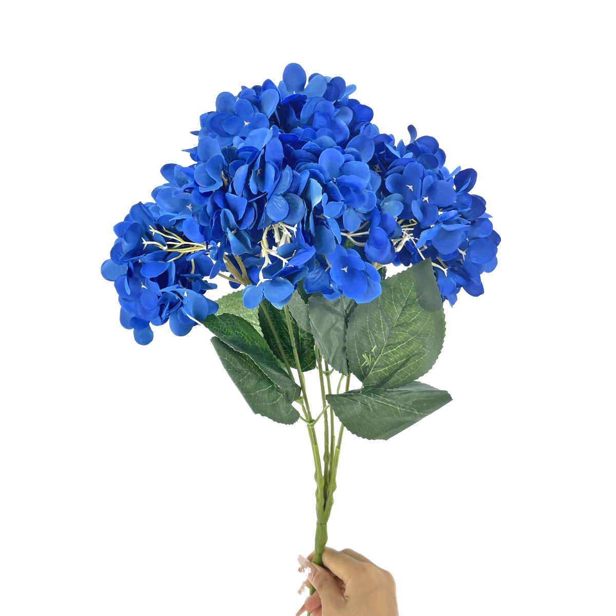 IMG_7151 GNW Dark Blue Artificial 5-head Single Hydrangea Silk MY-175 - Image 1