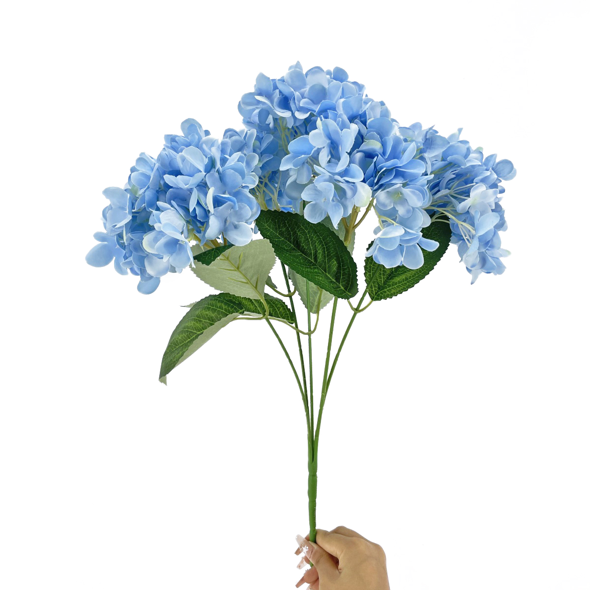 IMG_7154 GNW Blue Artificial 5-head Single Hydrangea Silk MY-171 - Image 1