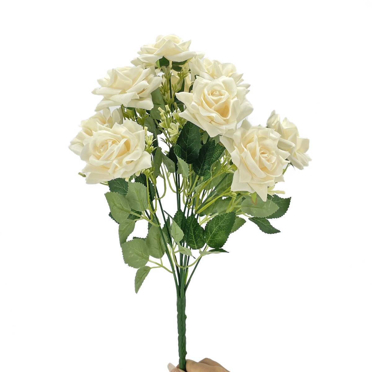 IMG_7286 GNW Champagne Artificial 11 heads Rose With Sharp Tips NYY-02 - Image 1
