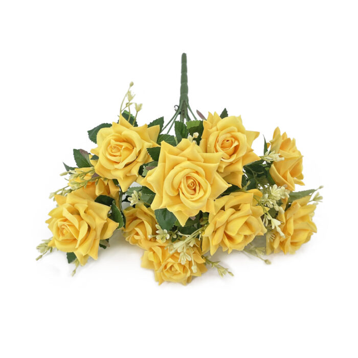 GNW Yellow Artificial 11 heads Rose With Sharp Tips NYY-07 - Image 2