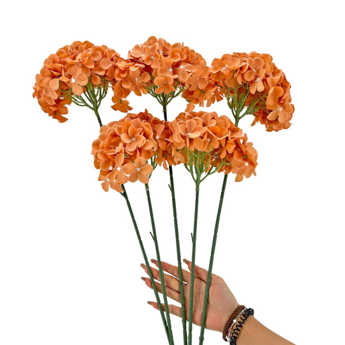 GNW Brown Artificial Hydrangea Silk LRR-357 - Image 2