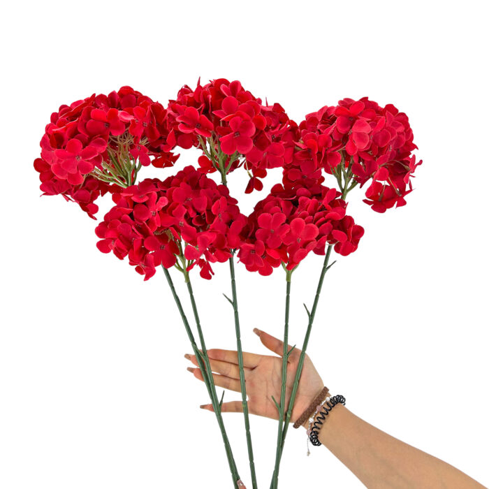 GNW Red Artificial Hydrangea Silk LRR-359 - Image 2