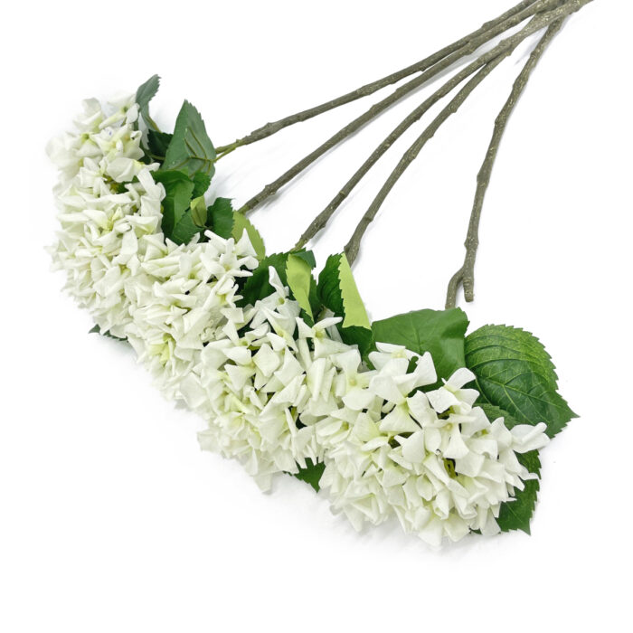 GNW White Artificial Single Hydrangea Real Touch GYX-25 - Image 2