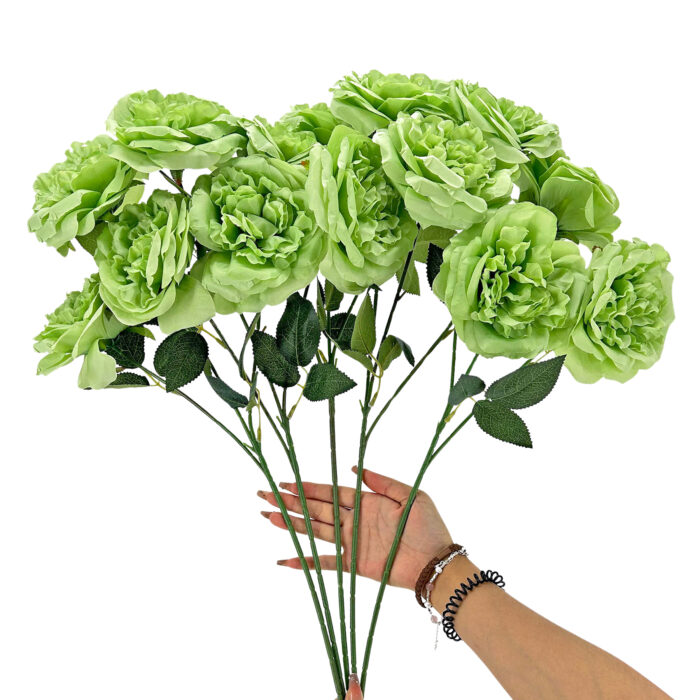 GNW Green Artificial Chinese Rose Peony LRR-348 - Image 3