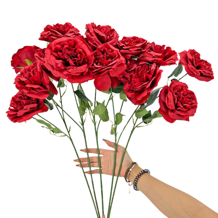 GNW Red Artificial Chinese Rose Peony LRR-347 - Image 3