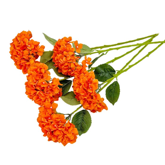 GNW Bright Orange Artificial Floral Hydrangea Silk LRR-373 - Image 2