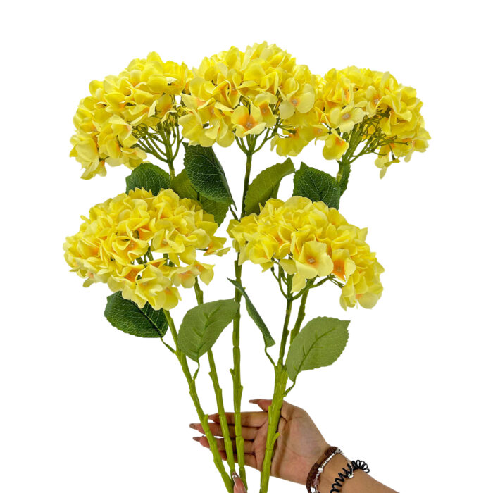 GNW Yellow Artificial Floral Hydrangea Silk LRR-369 - Image 3