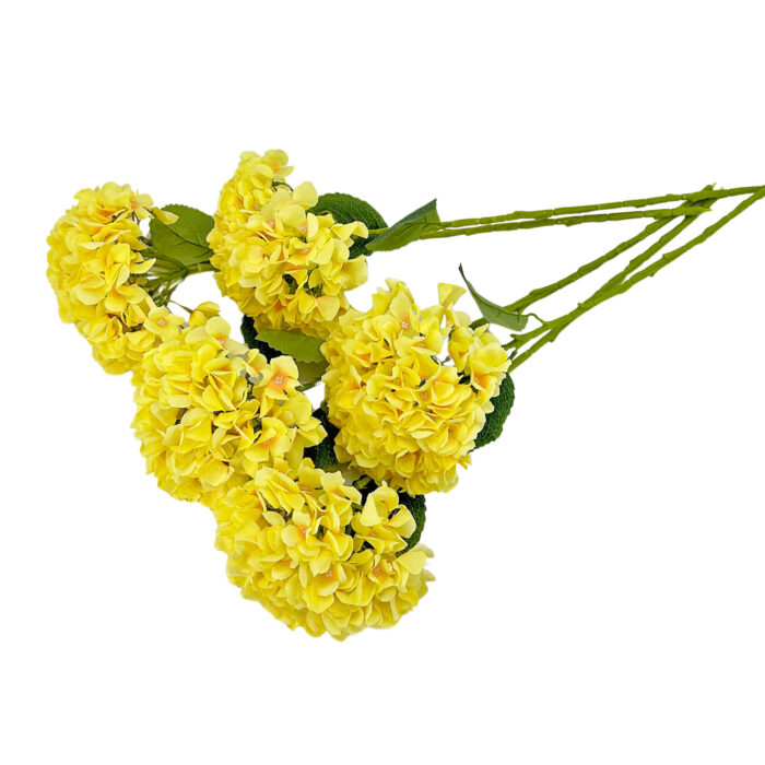 GNW Yellow Artificial Floral Hydrangea Silk LRR-369 - Image 2
