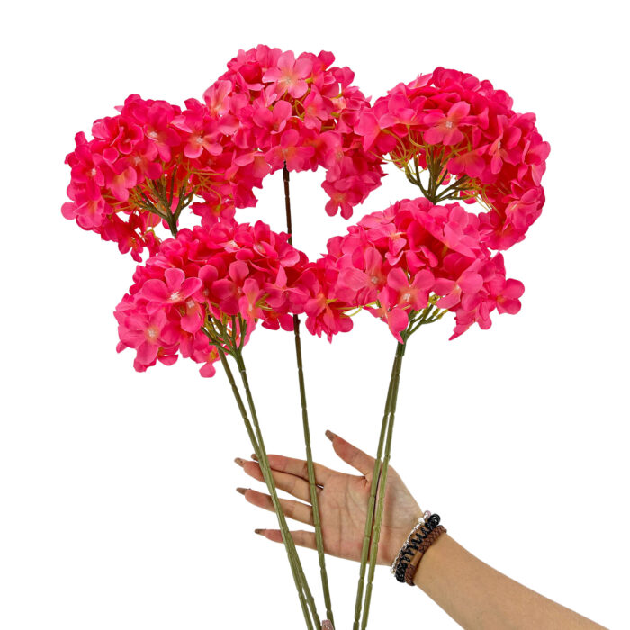GNW Rose Red Artificial Leafless Hydrangea Silk LRR-380 - Image 2