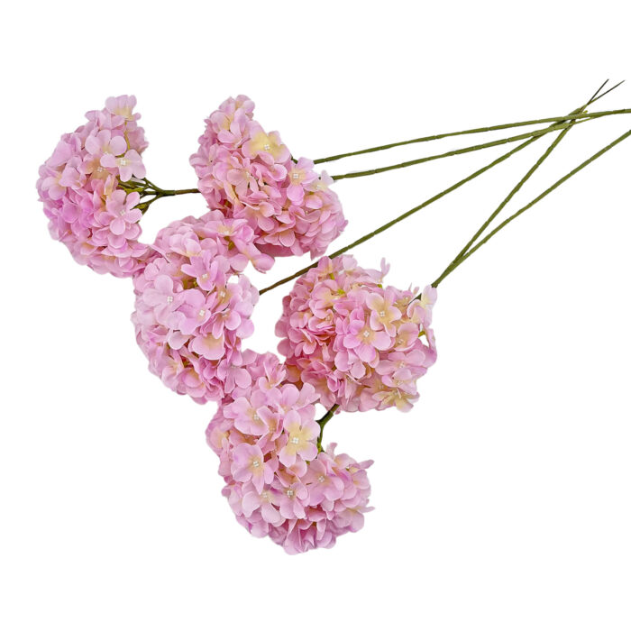 GNW Pink Artificial Leafless Hydrangea Silk LRR-381 - Image 3