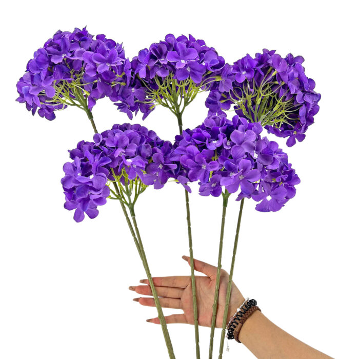 GNW Purple Artificial Leafless Hydrangea Silk LRR-382 - Image 2