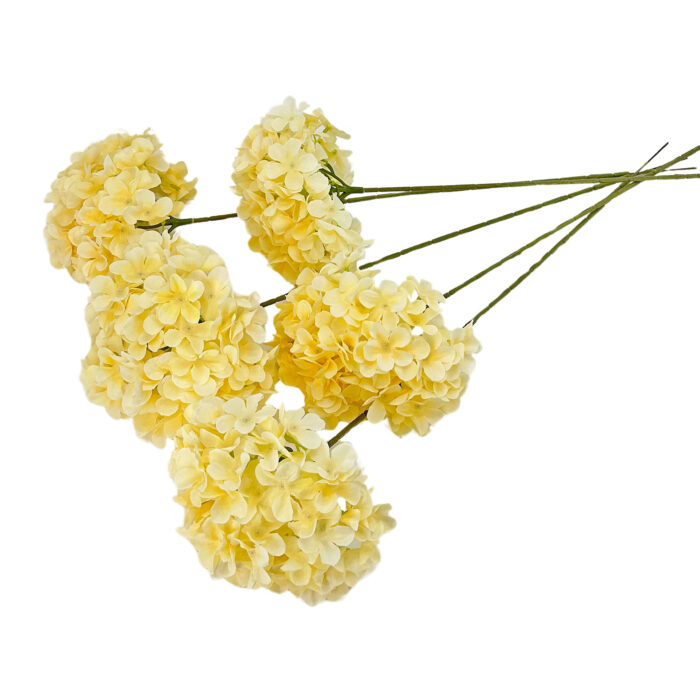 GNW Yellow Artificial Leafless Hydrangea Silk LRR-378 - Image 3