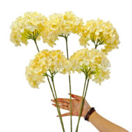GNW Yellow Artificial Leafless Hydrangea Silk LRR-378 - Image 2