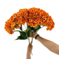 GNW Drak Orange Artificial 5-head Single Hydrangea Silk LRR-475 - Image 3