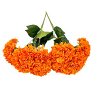 GNW Bright Orange Artificial 5-head Single Hydrangea Silk LRR-474 - Image 2