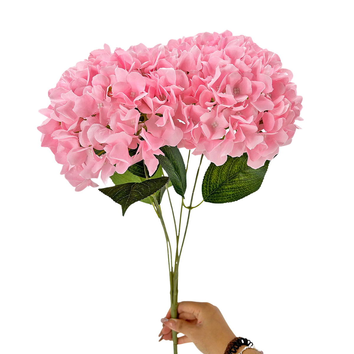IMG_8158 GNW Pink Artificial 5-head Single Hydrangea Silk LRR-465 - Image 1