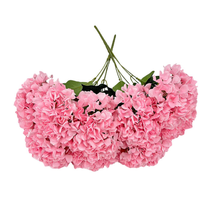 GNW Pink Artificial 5-head Single Hydrangea Silk LRR-465 - Image 2