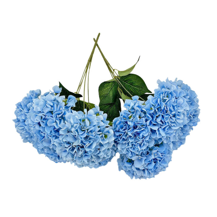 GNW Blue Artificial 5-head Single Hydrangea Silk LRR-468 - Image 2