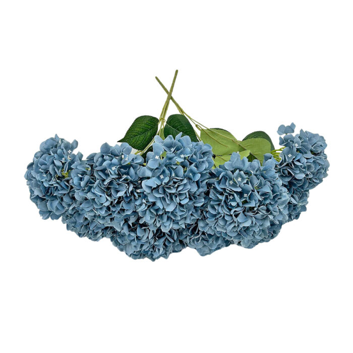 GNW Gary Blue Artificial 5-head Single Hydrangea Silk LRR-479 - Image 2