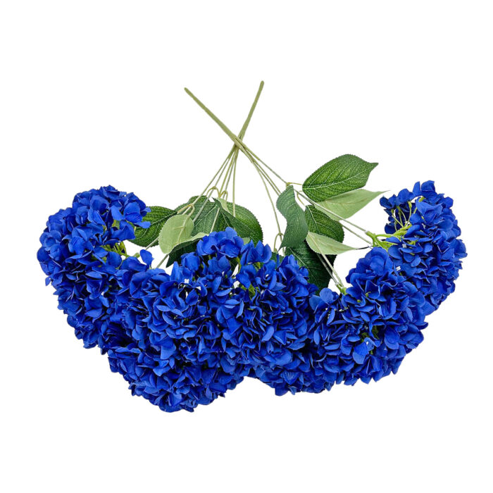 GNW Dark Blue Artificial 5-head Single Hydrangea Silk LRR-470 - Image 2