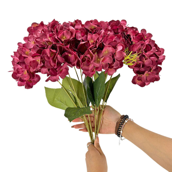 GNW Red Artificial 5-head Single Hydrangea Silk LRR-505 - Image 3