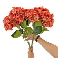 GNW Brown Artificial 5-head Single Hydrangea Silk LRR-502 - Image 3