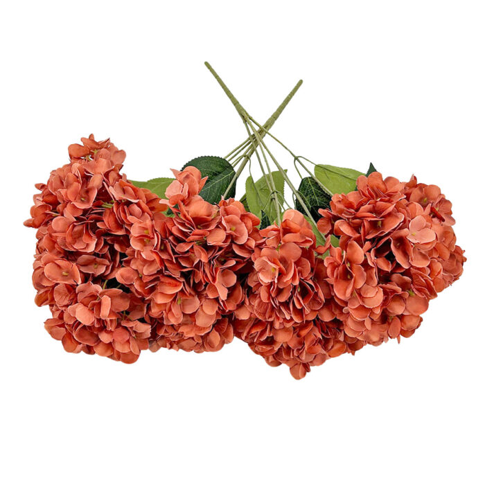 GNW Brown Artificial 5-head Single Hydrangea Silk LRR-502 - Image 2