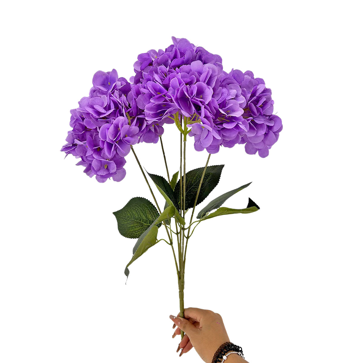 IMG_8258 GNW Light Purple Artificial 5-head Single Hydrangea Silk LRR-495 - Image 1